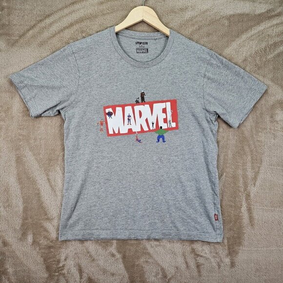 Marvel x Uniqlo Other - Marvel x Uniqlo UTGP 2018 Shirt Men's Sz L Gray Avengers Iron Man Spiderman Hulk